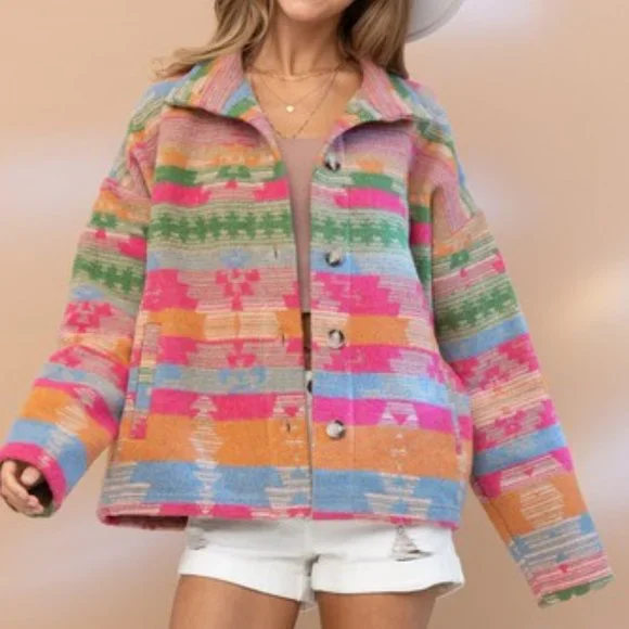 THE TOPSANNAH LADIES AZTEC PRINT JACKET - Picture 6 of 13